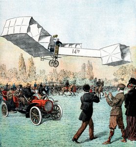 Santos-Dumont macht den ersten motorisierten Flug in Europa, Paris, 1906 von Unbekannt