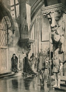 Szene im Palast von Ludwig XI. Aus dem Film: The Beloved Rogue. Kulissen von William Cameron Me