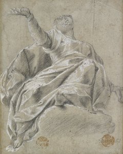 Sitzende weibliche Figur auf einer Wolke, nach oben blickend von Unbekannt