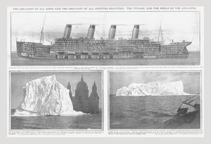 Schnittdiagramm der Titanic und Eisberge, 20. April 1912
