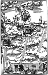 Schnittansicht einer deutschen Mine, 1556 von Unbekannt