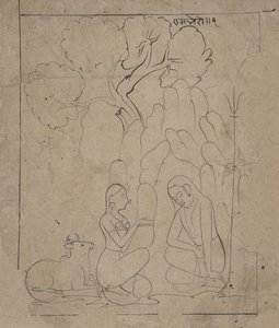 Shiva und Parvati in einer Berggrotte, ca. 1800 von Unbekannt