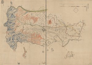 Zeigt Berge, Flüsse, Städte, Dörfer, Märkte, Tempel und Straßen im Landkreis Anyang, Provinz Henan von Unbekannt
