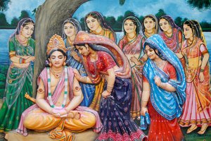 Shree Krishna nimmt die Form von Gauranga an, Vrindavan, Indien von Unbekannt