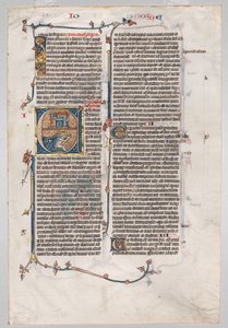 Einzelblatt aus einer Bibel: Initiale E[t factum est] mit Jona, der vom Wal verschlungen wird, um 1290