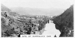 Standort des Burrinjuck-Damms, New South Wales, Australien, 1928
