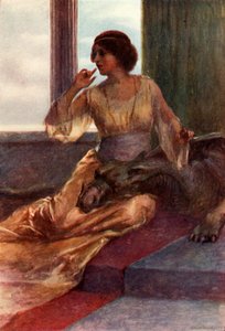 Sitzend mit dem schlafenden Drachenkopf auf ihrem Knie, 1917