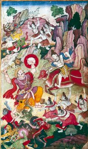 Siva zerstört den Dämon Andhaka, Harivamsa-Manuskript, Mughul, ca. 1590 von Unbekannt