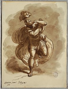 Skizzenbuch-Folio, Blinder Soldat, Detail aus der Bekehrung des heiligen Paulus, Studie nach Agostino Carracci