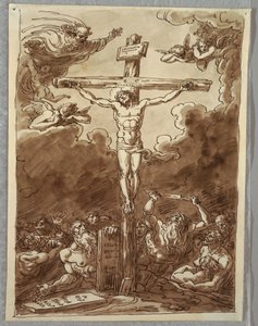 Skizzenbuch-Folio, Die Kreuzigung, Studie nach Ludovica Carracci