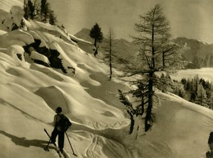 Skifahren am Ankogel, Österreich, um 1935