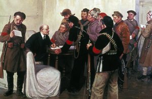 Lenin im Smolny während der Oktobertage 1917 von Unbekannt