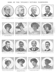 Einige der bemerkenswerten Passagiere der Titanic, 20. April 1912
