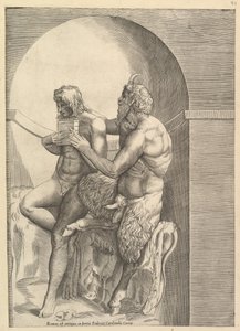 Speculum Romanae Magnificentiae: Pan lehrt den jungen Olympus, Flöte zu spielen