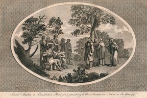 St. Augustinus, ein Benediktinermönch, predigt erstmals den Sachsen in Kent, 597, 1793 von Unbekannt