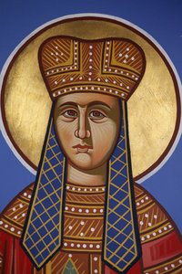 Heilige Helena Fresko in der orthodoxen Kirche von Pedoulas, Zypern, 20150510, Pedoulas, Zypern
