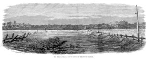 St Kilda Road, Südseite der Princes Bridge - Überschwemmungen in Melbourne, Australien, 1864 von Unbekannt