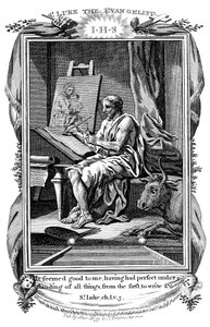 Der Evangelist Lukas schreibt sein Evangelium, um 1808 von Unbekannt