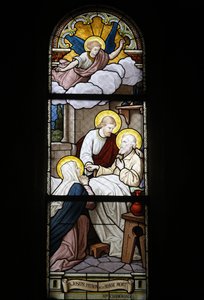 Buntglas in der Notre Dame du Rosaire katholischen Kirche: Heiliger Josef, Schutzpatron des Todes, Saint-Ouen, Frankreich von Unbekannt