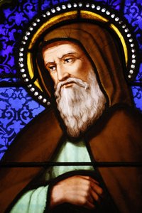 Buntglas in der St.-Pauls-Kirche, Lyon: Heiliger Bonaventura, Lyon, Frankreich von Unbekannt