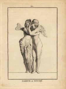 Statue des griechischen Gottes der Liebe Eros und der sterblichen Prinzessin Psyche, die sich küssen