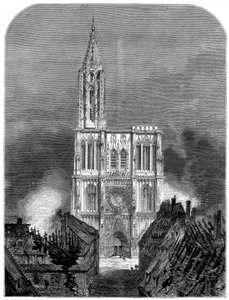 Straßburger Kathedrale während der letzten Bombardierung der Stadt, Deutsch-Französischer Krieg, 1870