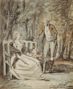 Studie für ein Porträt: Eine Dame und ein Herr in einem Park, ca. 1780