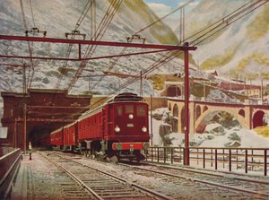 Schweizer Express verlässt den Großen St. Gotthard-Tunnel, 1926 von Unbekannt