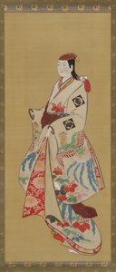 Großes Mädchen, Kleid mit Ho-o-Vogel und Kiri-Blumen, Edo-Periode, 1615-1868