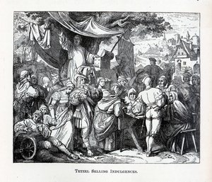 Tetzel verkauft Ablässe, 1882 von Unbekannt