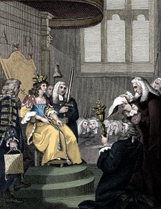 Die Verlesung des Act of Union zwischen England und Schottland vor Königin Anne, 1826