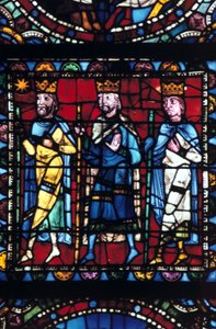 Die Anbetung der Könige, Buntglas, Kathedrale von Chartres, Frankreich von Unbekannt