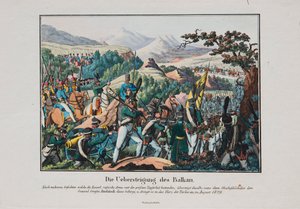 Die Armee von Graf Ivan Ivanovich Diebitsch überquert die Balken, um 1830