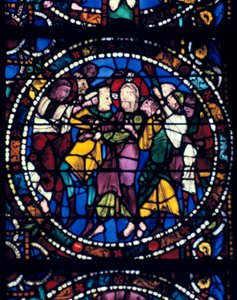 Die Verhaftung Christi Kuss des Judas, Buntglas, Kathedrale von Chartres, 1194-1260