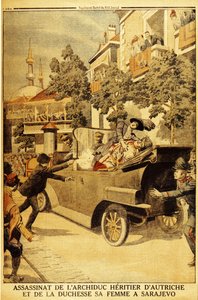 Die Ermordung von Erzherzog Franz Ferdinand von Österreich und seiner Frau, Herzogin Sophia, durch Gavrilo Princip