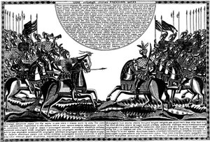 Die Schlacht von Alexander dem Großen gegen König Porus, Lubok-Druck
