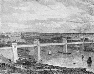 Die Britannia-Röhrenbrücke über die Menaistraße, 1850