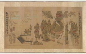 Der Buddha spricht Yamaraja in Kusinagara an