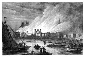 Der Brand der Parlamentshäuser, London, 1834, ca. 1895 von Unbekannt