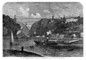 Die Clifton-Hängebrücke über den Fluss Avon, 1864 von Unbekannt