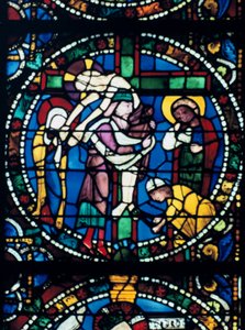 Die Kreuzabnahme, Buntglas, Kathedrale von Chartres, Frankreich, 1194-1260