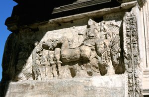 Der Kaiser Titus führt seine Truppen, Wandrelief, Rom von Unbekannt