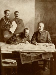Der Kaiser von Russland mit dem Großherzog Nikolaus an der Front, 1916 von Unbekannt