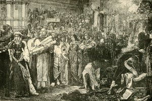 Die Florentiner, die auf Befehl von Savonarola die Eitelkeiten aufgeben, 1890 von Unbekannt