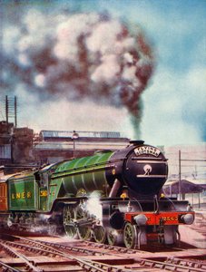 Der Flying Scotsman verlässt den Bahnhof Kings Cross, gezogen von Nr. 2563, 1935-36 von Unbekannt