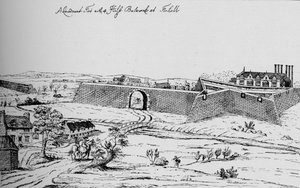 Das Fort in Vauxhall, errichtet zum Schutz Londons während des Bürgerkriegs, ca. 1810