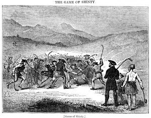 Das Spiel Shinty, 18. oder 19. Jahrhundert von Unbekannt
