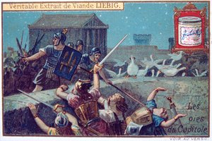 Die Gänse der Hauptstadt, Liebig-Kontinental-Sammelkarte, c1900
