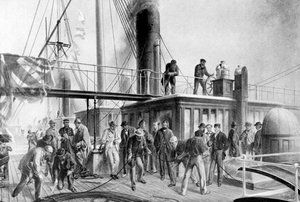 Die Great Eastern birgt das verlorene Atlantikkabel, 1866, um 1920 von Unbekannt