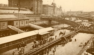 Die große schwimmende Landungsbühne in Liverpool, um 1930 von Unbekannt